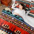 thumbnail image 4 of Castle Fairy Female Men Women Western Cowboy Twin Bedding Sets 7-Piece,Tribal Aztec Bedding Comforter Set Microfiber,Lodge Cabin Breathable Sheet Sets,Luxury Bedroom Decor,Reversible, 4 of 7