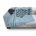 thumbnail image 3 of Fish Soft Flannel Fleece Throw Blanket, Little Fishes United to Fight with Big Fish Theme Aquatic Wildlife in the Ocean, Cozy Plush for Indoor and Outdoor Use, 50" x 70", Blue and Black, by Ambesonne, 3 of 6