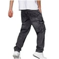 thumbnail image 6 of Wyobmus Men's Loose Fit Cargo Jeans Lightweight Stretch Carpenter Jean Distressed Straight Leg Fashion Comfort Flex Waist Pants A-Black, 6 of 6