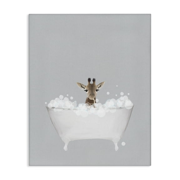 Stupell Industries Rustic Lodge Giraffe Blue Bath Cute Canvas Art, 16 x 20, by Leah Straatsma
