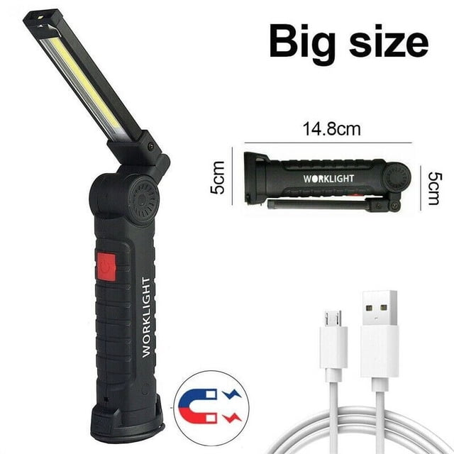 Linterna magnética recargable COB de 2 piezas, lámpara de inspección flexible, luz de trabajo inalámbrica