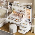 thumbnail image 5 of Resenkos Makeup Vanity Desk with Glass Top and Storage Drawers - White, 5 of 5