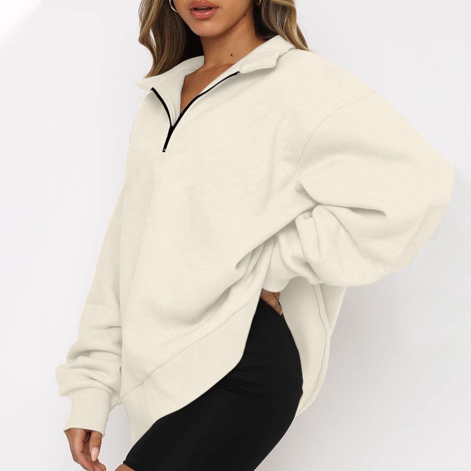 Trendy Queen Sweatshirts Half Zip Pullover Quarter Zip Oversized Hoodies  Sweaters Fall Outfits 2023 Y2K Winter Clothes at  Women’s Clothing