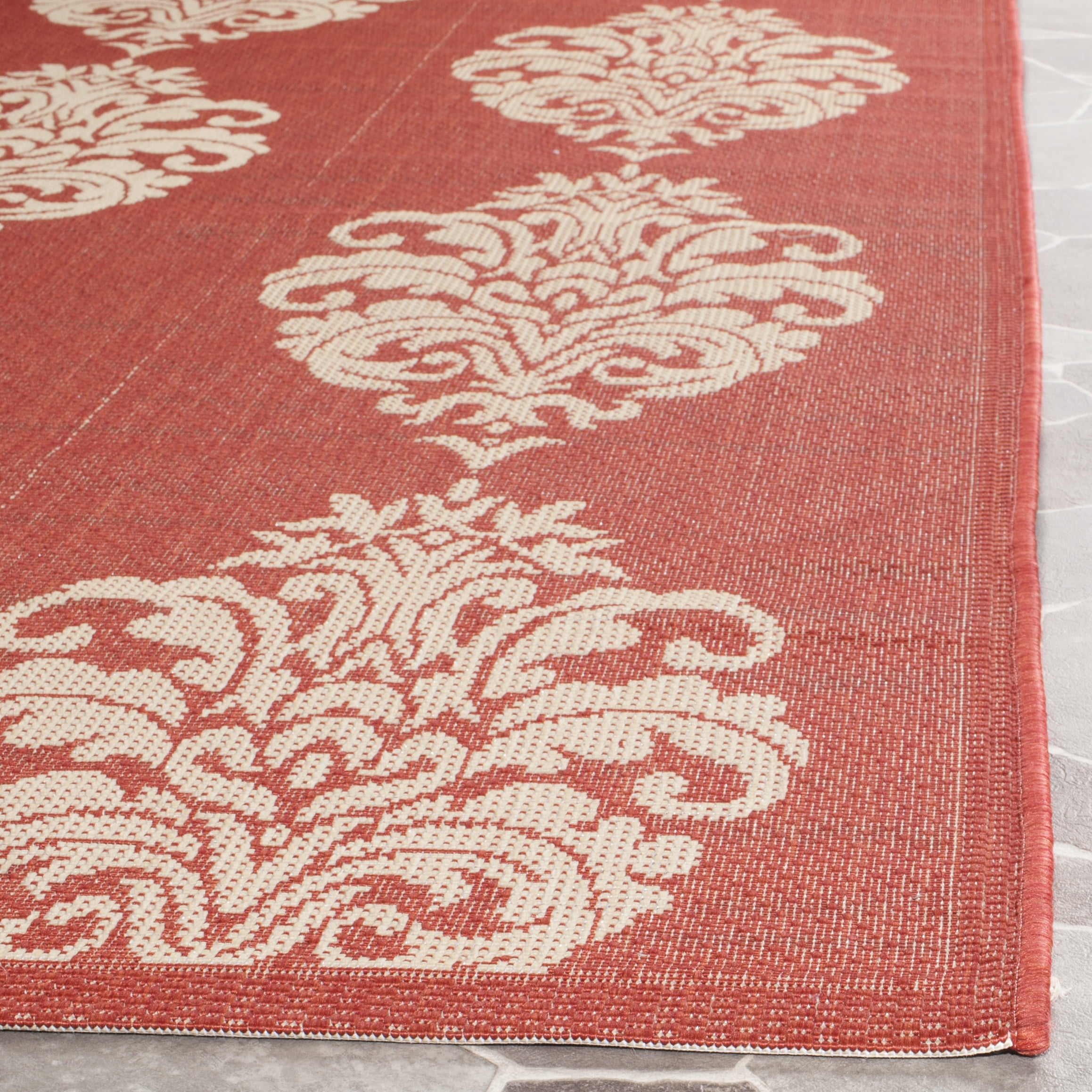 Safavieh Courtyard Jenny Medallion Indoor/Outdoor Runner Rug, Red/Natural, 2'3" x 12'