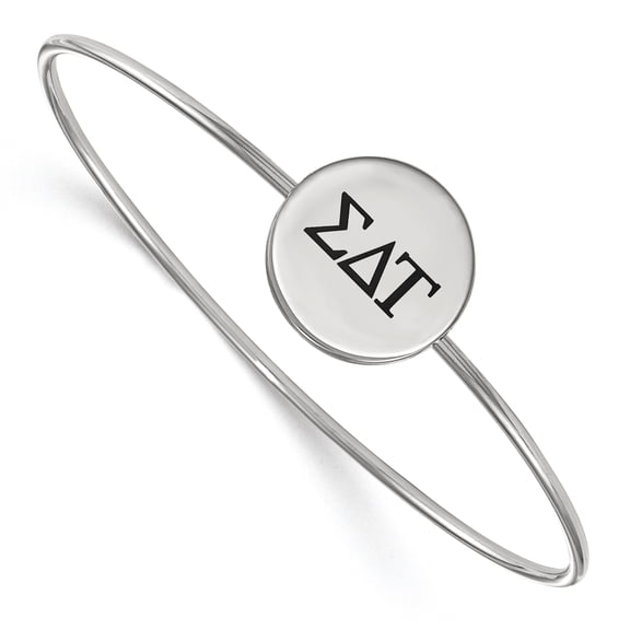 Sterling Silver Official Licensed Greek Sororities Sigma Delta Tau Enameled Slip-on Bangle