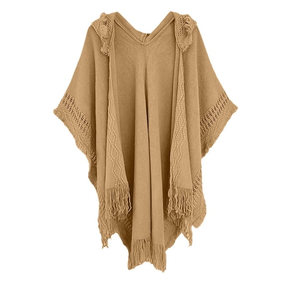 Shawl Wraps for Women,Ladies' Hooded Cape With Fringed Crochet Poncho Knitting Patterns Fashion Womens Shawl