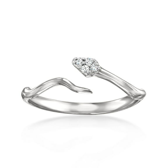 Snake Design Open Adjustable Anniversary Ring 1.5 Ct Diamond 14K White Gold Over