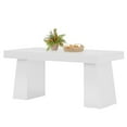 thumbnail image 3 of Fnova 55" Modern Dining Table, Mid-Century Wood Rectangular Writing Desk, Computer desk with Double Trapezoid Base, Seats 4-6 - Perfect for Home Office, Dining Room, Kitchen & Living Room, 3 of 19