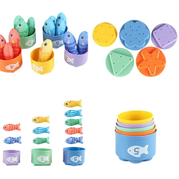 Toys for 1 Year Old - Cloth Fishing Game Toddler Toys Age 1-2 with Stacking Cups - Sorting Learning Baby Toy 12-18 Months - One Year Old Boy Girl First Birthday Gifts for 1 2 3 Year Old