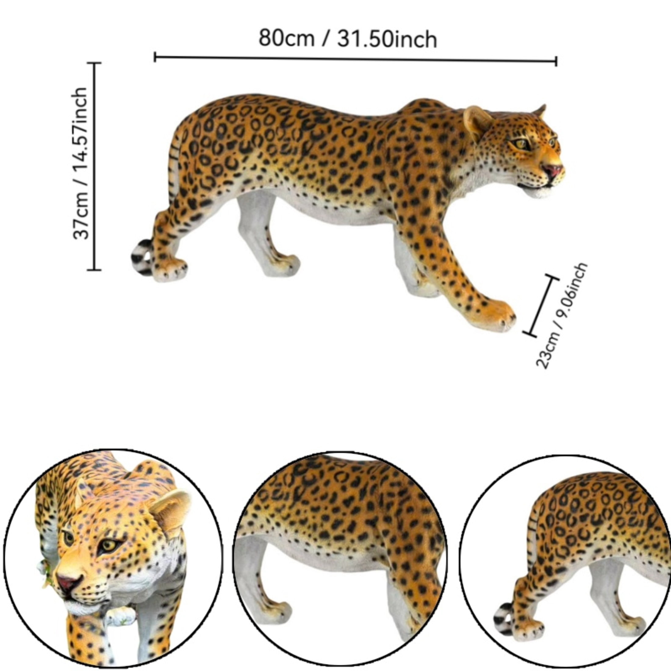 GDF Studio Leopard Resin Indoor/Outdoor Guardian Statue, Weather-Resistant Decor Figurine for Garden & Courtyard