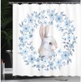 thumbnail image 3 of Ambesonne Country Shower Curtain, Rabbit Portrait, 69"Wx70"L, Blue Grey White, 3 of 4