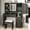 Black, variant on danpinera HomeFarmhouse Makeup Vanity Desk with Sliding Mirror and Lights, 42" Glass Top Vanity Table with Charging Station & 4 Drawers & 2 Cabinets, Vintage Vanity Set for Bedroom, Vintage Cocoa