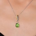 thumbnail image 3 of Gem Stone King 925 Silver and 10K Yellow Gold Green Peridot and White Lab Grown Diamond Pendant Necklace for Women | 2.87 Cttw | Gemstone August Birthstone | Oval 10X8MM | With 18 inch Chain, 3 of 6