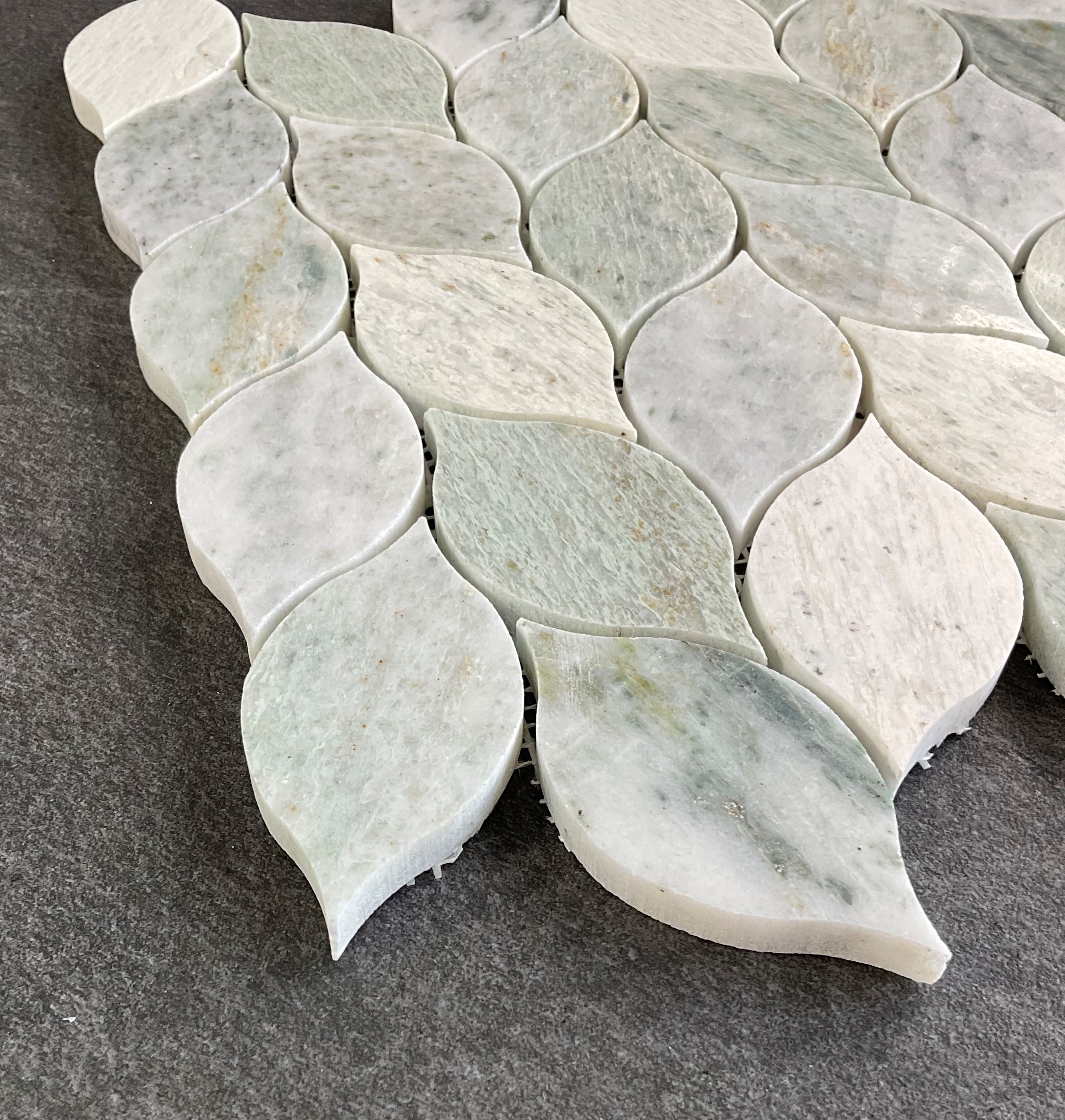 10-Sheet of Ming Green Marble Leaf Pattern Wall & Floor Mosaic Tiles