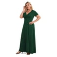 thumbnail image 4 of POSESHE Women Plus Size V Neck Short Sleeve Evening Dress, Elegant Party Maxi Dress, 4 of 5