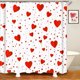 thumbnail image 1 of Cortina de ducha de San Valentín con corazones rojos que caen, ideal para baño, decoración romántica para parejas, impermeable, 182 x 182 cm, con 12 ganchos., 1 of 6