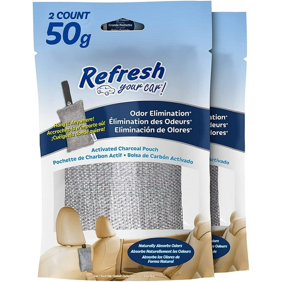 Refresh Your Car! Charcoal Deodorizer Bags - 2 Count, Car Air Freshener and Deodorizer, Chemical and Fragrance Free Air Freshener (AMZRYCCHKIT)