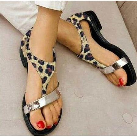 Women s Sandals Women Summer Shoes Beach Low Heel Clip Toes Buckle Strap Female Sandalias Ladies Casual (Color : Leopard  Size : 40 Code)