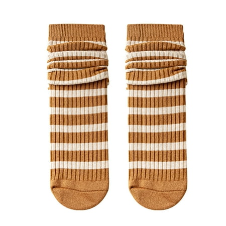 

Dyfzdhu Women Striped Socks Mid Tube Autumn Winter Cotton Pile Socks Tube Socks