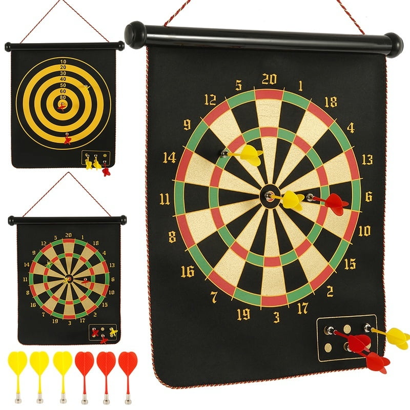 Willstar TwoSided Dart Board Game Set Reversible Rollup