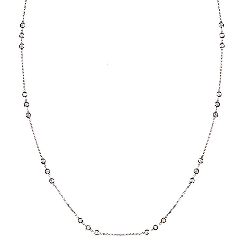 16-inch, 18-inch or 20-inch JewelryWeb 14k White Gold Cubic Zirconia CZ by The Yard Station Necklace