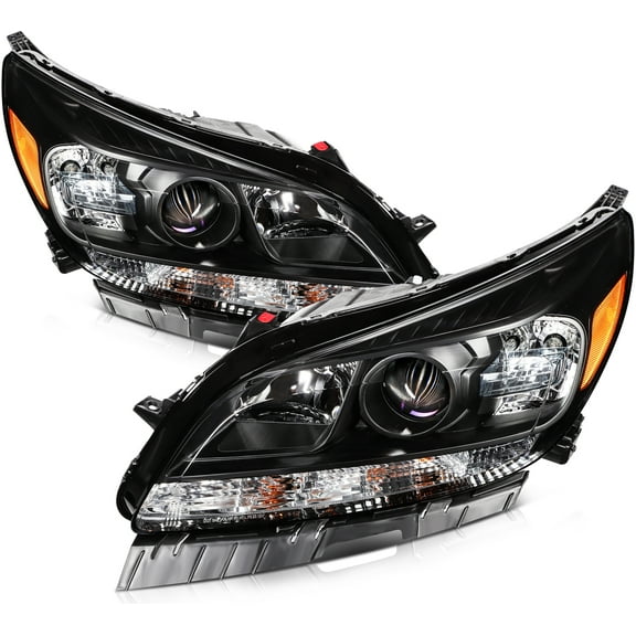 SCITOO Headlights For Chevy For Malibu 2013-2015 Headlamps Black Housing Amber Reflector Clear Lens Driver and Passenger Side
