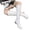 White, variant on Women's Slip on Knee High Boots, Plus Size Round Toe Back Lace Up High Top Leather Boots with Breathable Lining and Non Slip Sole, Comfortable Footwear for Everyday Wear