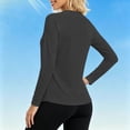 thumbnail image 7 of Women's UPF 50+ Sun Protection Long Sleeve Shirts Crew Neck Raglan Stretch Slim Yoga Tops Outdoor Casual Running Athletic Sun Shirts Black, 7 of 7
