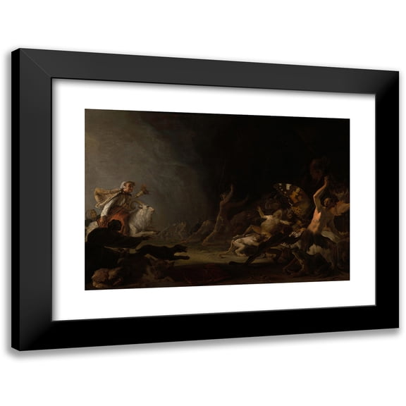 Cornelis Saftleven 14x11 Black Modern Framed Museum Art Print Titled - A Witches’ Sabbath (C. 1650)