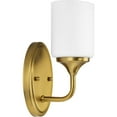 thumbnail image 5 of Lynzie Collection One-Light Brushed Gold Etched Opal Glass Modern Bath Vanity Light, 5 of 12