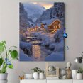 thumbnail image 4 of Qisvanset 12x16 Inch 2D Flat Framed Canvas Art, Cozy Snowy Winter Village Warm Light Holiday Home Wall Art Decor, 4 of 5