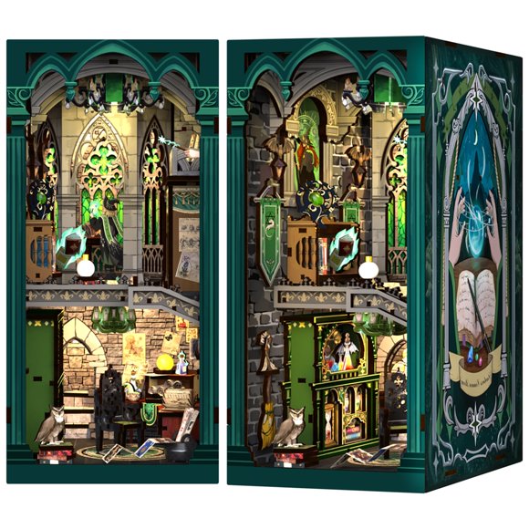 Kit Book Nook Cutefun Darkness para sala común con luz LED