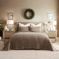 thumbnail image 6 of EVERGRACE Stonewashed Cotton Quilt Set King Size, Ultra Soft Oversized Bedspread Coverlet Set, Lightweight Crinkle Box Stitch Bedding Sets for All Season, with 2 Shams, Mocha Brown, 6 of 7