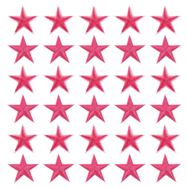 Pequeño 5Estrellas Termoadhesivos Parches Bordado Coser Parches Apliques Prenda Adornos para Ropa Reparación Mochila Zapatos Decoración Rosa Rojo Paquete de 30