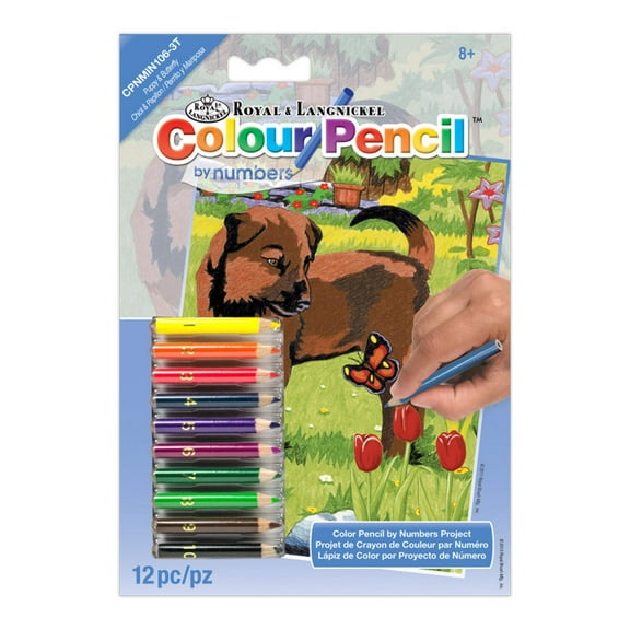 Royal & Langnickel(R) Mini Color Pencil By Number Kit 5"X7"-Puppy & Butterfly