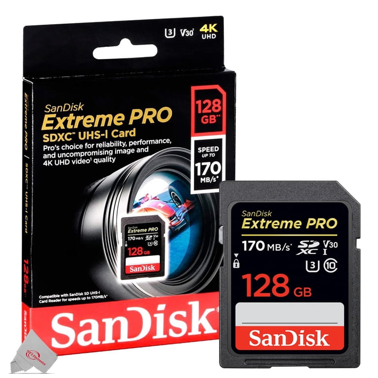 SanDisk, Memory Card, 128GB SDXC UHS-I, 170MB/s Fast U3 V30
