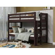 Bedz King Bunk Beds Twin over Twin Mission Style with End Ladder, Dark Cherry