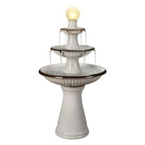 Hi-Line Gift Ltd. 3 Tier Ceramic Fountain with Lights - Ivory Elegance