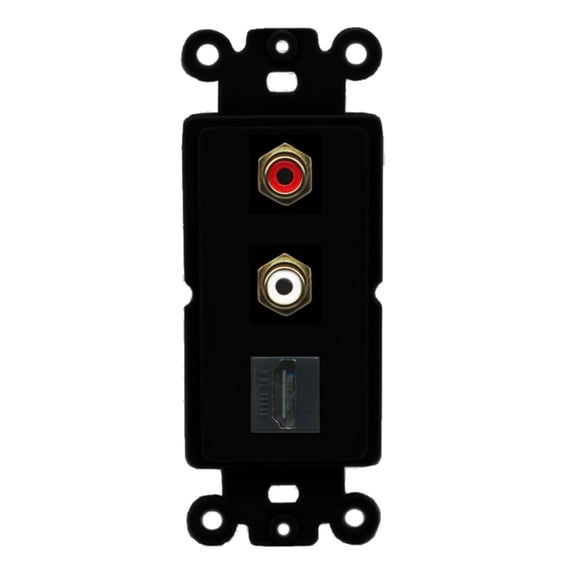 Ultra Spec Cables 2 Port RCA Stereo HDMI F-F Wall Plate Rocker Black