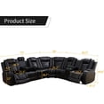 thumbnail image 3 of 3-Pcs Modern Leather Power Reclining Sectional Sofa Living Room Set with LED Light, Cup Holder & Storage Console, Black, 3 of 10
