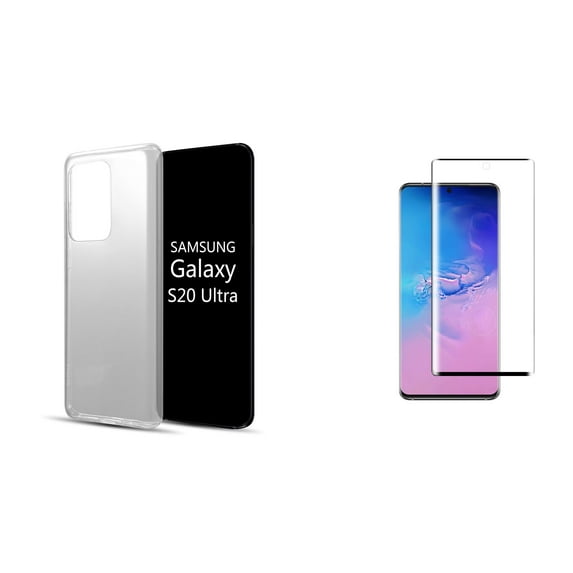 Bemz Samsung Galaxy S20+ Plus, 6.7 inch TPU Slim Case: Ultra Thin Protective Dust-Resistant Gel Cover with Tempered Glass Screen Protector and Atom Wipe - Clear