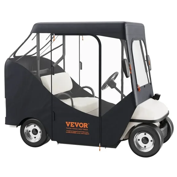 600D Polyester Golf Cart Enclosure 4 Sided Transparent Windows Universal Fit for Most Brand Carts Sunproof Dustproof Outdoor Cover 58 x 36 x 58 Inch