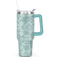 thumbnail image 2 of 40oz Cute Ocean Life Turtle Stainless Steel Flip Straw Tumbler Spill Proof Travel Cup Double Wall Vacuum Insulated Coffee Mug with Top Handle, 2 of 6