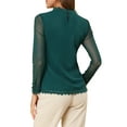 thumbnail image 4 of MODA NOVA Junior's Lace Floral Panel Long Sleeves Blouse Dark Green S, 4 of 6