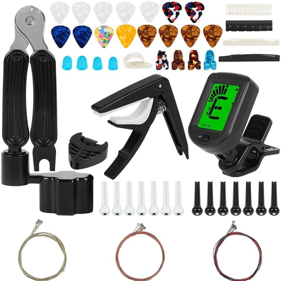65 PCS Guitar Accessories Kit,Guitar strings,Tuner, Guitar Capo, Guitar Picks,Tools for Beginners Change Strings Easily and Effortlessly