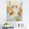 thumbnail image 1 of Cupcakes Tapestry, Delicious Dessert Lemon and Poppy Cakes Cheese Cream on Rustic, Fabric Wall Hanging Decor for Bedroom Living Room Dorm, 5 Sizes, Pale Grey Apricot and Green, by Ambesonne, 1 of 1