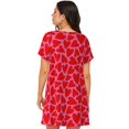 thumbnail image 2 of Bixox Love Heart Pattern Women's Nightgown, Soft & Breathable Sleepwear, Round Neck Knee-Length Pajama Dress,Loungewear for Home & Sleep, 2 of 7