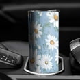 thumbnail image 3 of 20oz Lightblue Daisy Flower Green Leaves Pattern Skinny Tumblers Stainless Steel Tumbler with Lid and Straw,Vacuum Insulated Double Wall Travel Tumbler Cups with Cleaning Brush for Coffee,Tea, 3 of 6