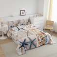 thumbnail image 3 of Starfish Bedding Set Beaches Quilt for Women Adults,Blue Hawaii Ocean Comforter Set King Conch Shell Pearl Patchwork Duvet Insert,Tropical Sand Sea Animal Beach Room Decor, 3 of 5
