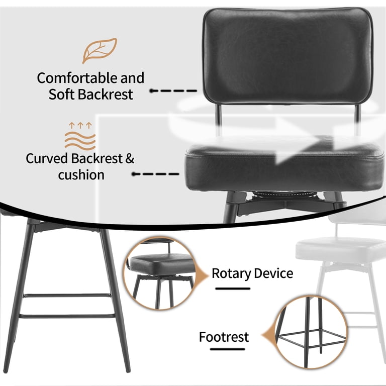Zimtown Mid-Century Swivel Bar Stools Set Of 2, Brown photo 2